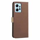 For Redmi Note 12 4G Splicing Color Hollow Flower Pattern RFID Leather Phone Case(Brown) - 3