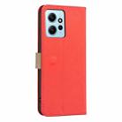For Redmi Note 12 4G Splicing Color Hollow Flower Pattern RFID Leather Phone Case(Red) - 3