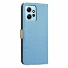 For Redmi Note 12 4G Splicing Color Hollow Flower Pattern RFID Leather Phone Case(Baby Blue) - 3