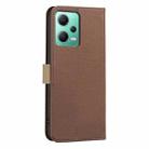 For Redmi Note 12 5G Splicing Color Hollow Flower Pattern RFID Leather Phone Case(Brown) - 3