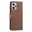 For Redmi Note 12 Pro+ Splicing Color Hollow Flower Pattern RFID Leather Phone Case(Brown) - 3