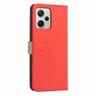 For Redmi Note 12 Pro+ Splicing Color Hollow Flower Pattern RFID Leather Phone Case(Red) - 3