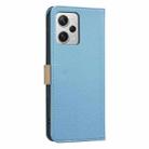 For Redmi Note 12 Pro+ Splicing Color Hollow Flower Pattern RFID Leather Phone Case(Baby Blue) - 3
