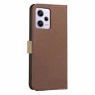 For Redmi Note 12 Pro Splicing Color Hollow Flower Pattern RFID Leather Phone Case(Brown) - 3