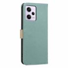 For Redmi Note 12 Pro Splicing Color Hollow Flower Pattern RFID Leather Phone Case(Green) - 3
