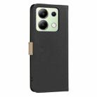 For Redmi Note 13 4G Global Splicing Color Hollow Flower Pattern RFID Leather Phone Case(Black) - 3