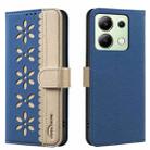 For Redmi Note 13 4G Global Splicing Color Hollow Flower Pattern RFID Leather Phone Case(Dark Blue) - 1
