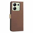 For Redmi Note 13 4G Global Splicing Color Hollow Flower Pattern RFID Leather Phone Case(Brown) - 3