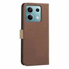For Redmi Note 13 5G Splicing Color Hollow Flower Pattern RFID Leather Phone Case(Brown) - 3