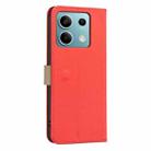 For Redmi Note 13 5G Splicing Color Hollow Flower Pattern RFID Leather Phone Case(Red) - 3
