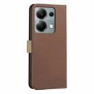 For Redmi Note 13 Pro 4G Splicing Color Hollow Flower Pattern RFID Leather Phone Case(Brown) - 3