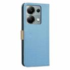 For Redmi Note 13 Pro 4G Splicing Color Hollow Flower Pattern RFID Leather Phone Case(Baby Blue) - 3