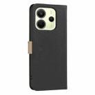 For Redmi Note 14 4G 163.25mm Splicing Color Hollow Flower Pattern RFID Leather Phone Case(Black) - 3