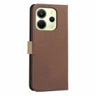 For Redmi Note 14 4G 163.25mm Splicing Color Hollow Flower Pattern RFID Leather Phone Case(Brown) - 3