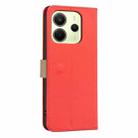 For Redmi Note 14 4G 163.25mm Splicing Color Hollow Flower Pattern RFID Leather Phone Case(Red) - 3