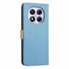For Redmi Note 14 Pro 4G Splicing Color Hollow Flower Pattern RFID Leather Phone Case(Baby Blue) - 3