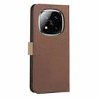 For Redmi Note 14 Pro 5G / 14 Pro+ 5G Splicing Color Hollow Flower Pattern RFID Leather Phone Case(Brown) - 3