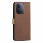 For Redmi 15C 4G 173.1mm / 15C 5G 173.1mm Splicing Color Hollow Flower Pattern RFID Leather Phone Case(Brown) - 3