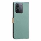 For Redmi 15C 4G 173.1mm / 15C 5G 173.1mm Splicing Color Hollow Flower Pattern RFID Leather Phone Case(Green) - 3