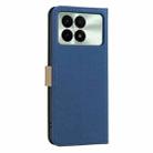 For Xiaomi Poco F6 Pro 5G Splicing Color Hollow Flower Pattern RFID Leather Phone Case(Dark Blue) - 3