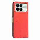 For Xiaomi Poco F6 Pro 5G Splicing Color Hollow Flower Pattern RFID Leather Phone Case(Red) - 3