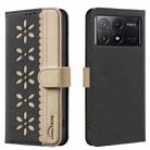 For Xiaomi Poco X6 Pro 5G Splicing Color Hollow Flower Pattern RFID Leather Phone Case(Black) - 1