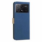 For Xiaomi Poco X6 Pro 5G Splicing Color Hollow Flower Pattern RFID Leather Phone Case(Dark Blue) - 3