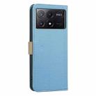 For Xiaomi Poco X6 Pro 5G Splicing Color Hollow Flower Pattern RFID Leather Phone Case(Baby Blue) - 3