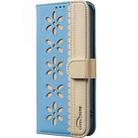 For Xiaomi Poco M3 Pro Splicing Color Hollow Flower Pattern RFID Leather Phone Case(Baby Blue) - 2