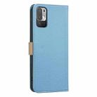 For Xiaomi Poco M3 Pro Splicing Color Hollow Flower Pattern RFID Leather Phone Case(Baby Blue) - 3