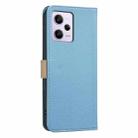 For Xiaomi Poco X5 Pro Splicing Color Hollow Flower Pattern RFID Leather Phone Case(Baby Blue) - 3