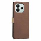 For Xiaomi Poco M7 Pro 5G Splicing Color Hollow Flower Pattern RFID Leather Phone Case(Brown) - 3