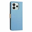 For Xiaomi Poco M7 Pro 5G Splicing Color Hollow Flower Pattern RFID Leather Phone Case(Baby Blue) - 3