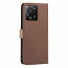 For Xiaomi 13T Splicing Color Hollow Flower Pattern RFID Leather Phone Case(Brown) - 3