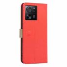 For Xiaomi 13T Splicing Color Hollow Flower Pattern RFID Leather Phone Case(Red) - 3