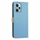 For Xiaomi Poco F5 Splicing Color Hollow Flower Pattern RFID Leather Phone Case(Baby Blue) - 3