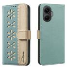For Xiaomi Poco F7 5G Global Splicing Color Hollow Flower Pattern RFID Leather Phone Case(Green) - 1