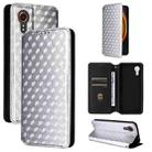 For Samsung Galaxy XCover7 Cubic Grid Texture Flip Leather Phone Case(Silver) - 1
