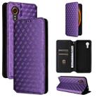 For Samsung Galaxy XCover7 Cubic Grid Texture Flip Leather Phone Case(Purple) - 1