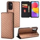 For Samsung Galaxy M13 4G Cubic Grid Texture Flip Leather Phone Case(Brown) - 1