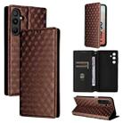 For Samsung Galaxy M16 5G / F16 5G Cubic Grid Texture Flip Leather Phone Case(Brown) - 1