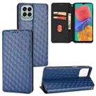 For Samsung Galaxy M33 5G Cubic Grid Texture Flip Leather Phone Case(Blue) - 1