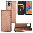 For Samsung Galaxy M33 5G Cubic Grid Texture Flip Leather Phone Case(Brown) - 1