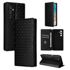 For Samsung Galaxy M35 Cubic Grid Texture Flip Leather Phone Case(Black) - 1