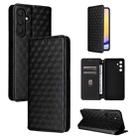 For Samsung Galaxy M55 / C55 Cubic Grid Texture Flip Leather Phone Case(Black) - 1