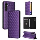 For Samsung Galaxy M55 / C55 Cubic Grid Texture Flip Leather Phone Case(Purple) - 1