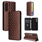 For Samsung Galaxy M55 / C55 Cubic Grid Texture Flip Leather Phone Case(Brown) - 1