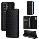 For Samsung Galaxy M56 5G Cubic Grid Texture Flip Leather Phone Case(Black) - 1
