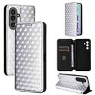 For Samsung Galaxy M56 5G Cubic Grid Texture Flip Leather Phone Case(Silver) - 1