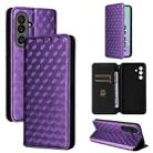 For Samsung Galaxy M56 5G Cubic Grid Texture Flip Leather Phone Case(Purple) - 1